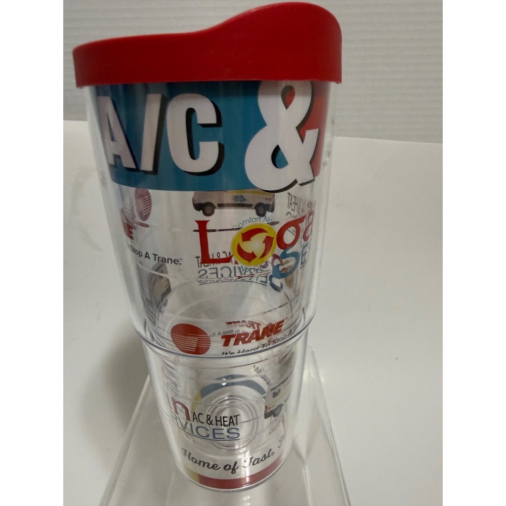 Tervis Tumbler 24oz Logan AC & Heat Services‎ Trane HVAC Insulated Cup Red Lid